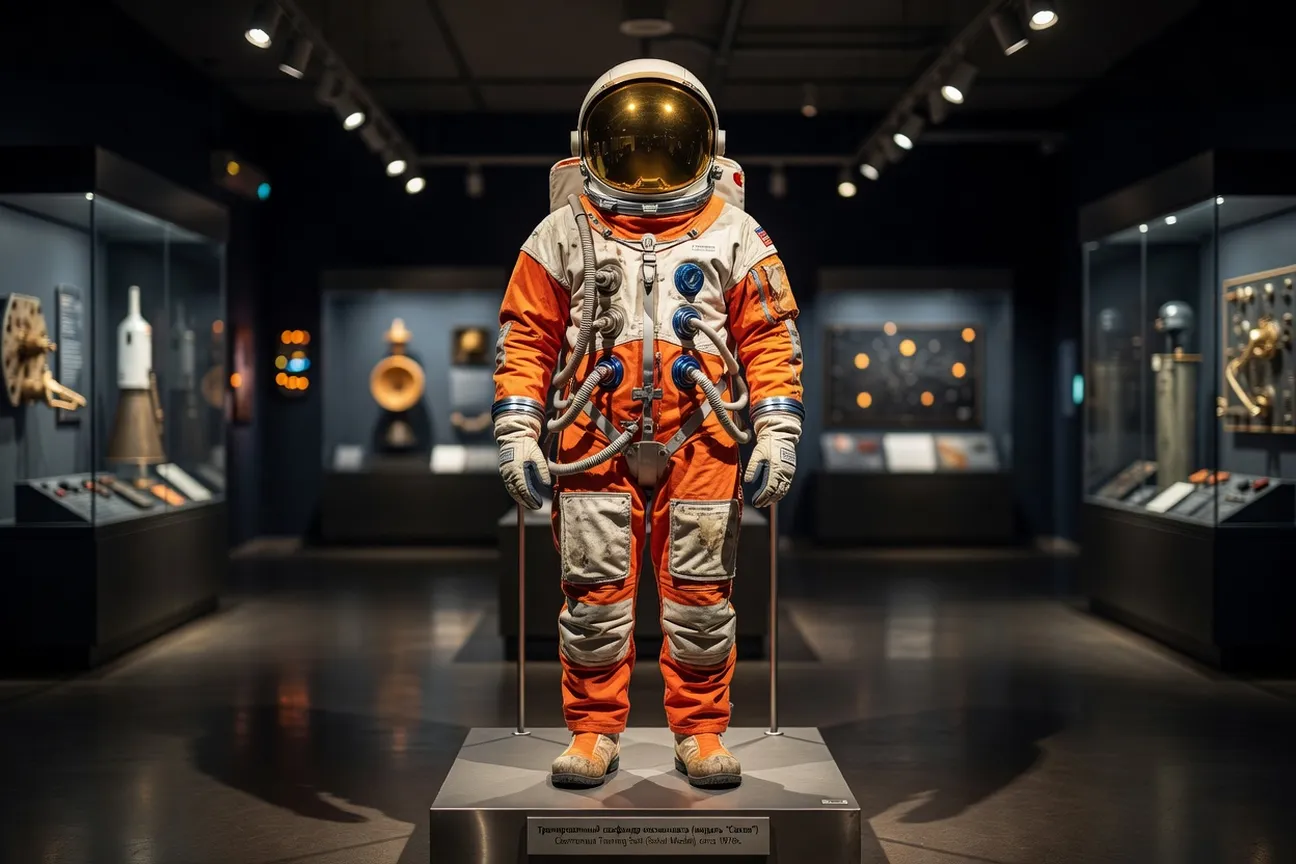Combinaison spatiale russe exposée, formation de cosmonautes, atmosphère technique et historique