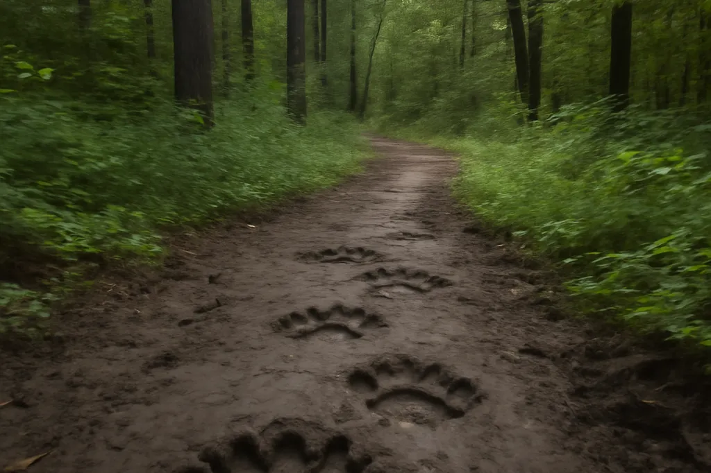 Traces de tigre de l'Amour dans la taïga du Primorié en Extrême-Orient russe